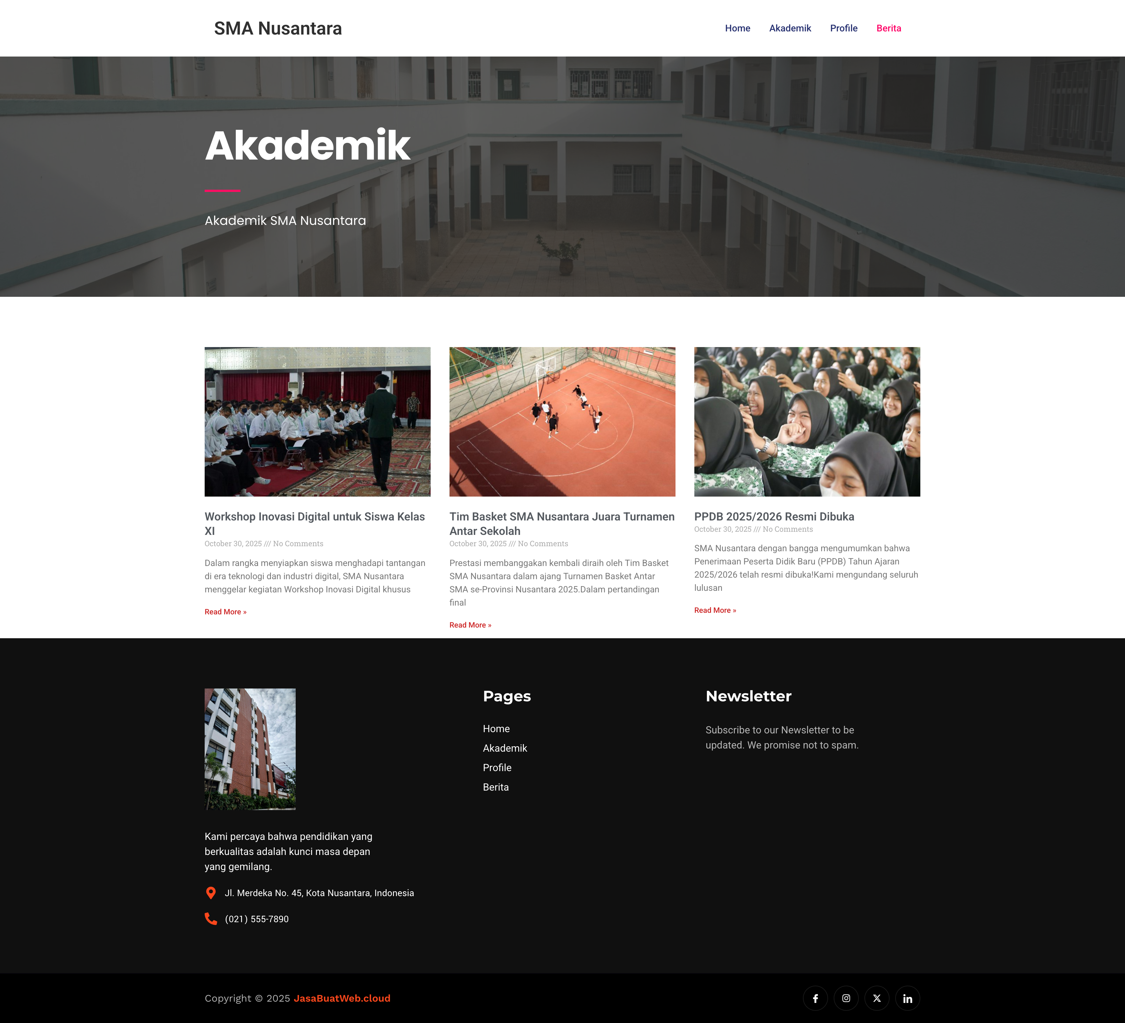 Halaman Berita web Sekolah